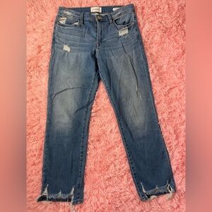 FRAME Le High Straight Jeans Distressed Raw Hem Women 29 Blue Denim